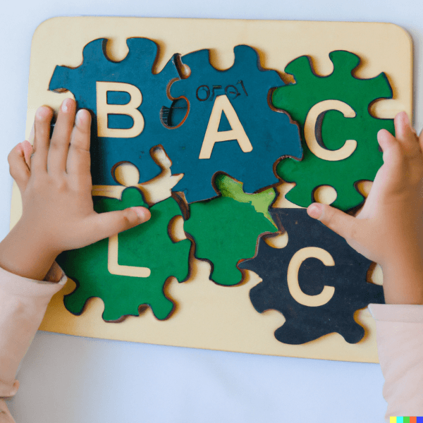 Child working on syllable puzzle