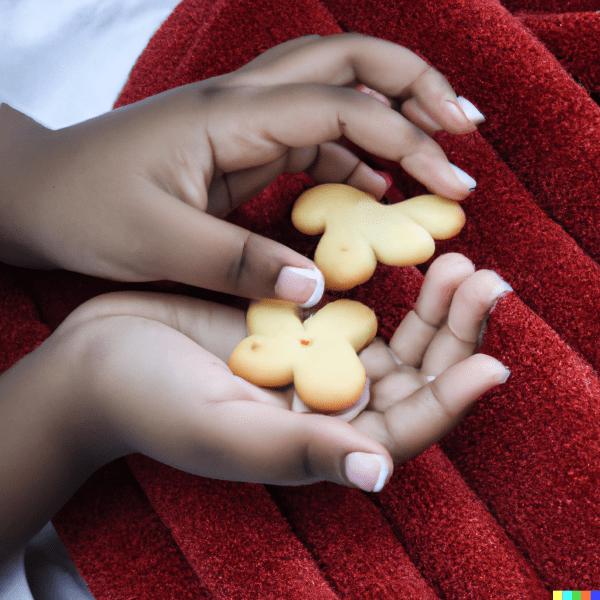 Children's hands playing with toy cookies. These objects can teach Addition and Subtraction Concepts