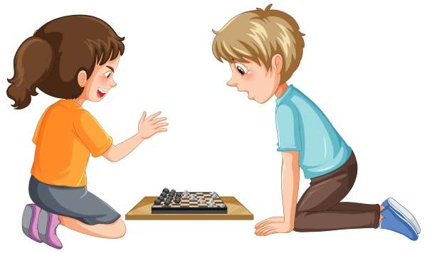 Children playing a board game.