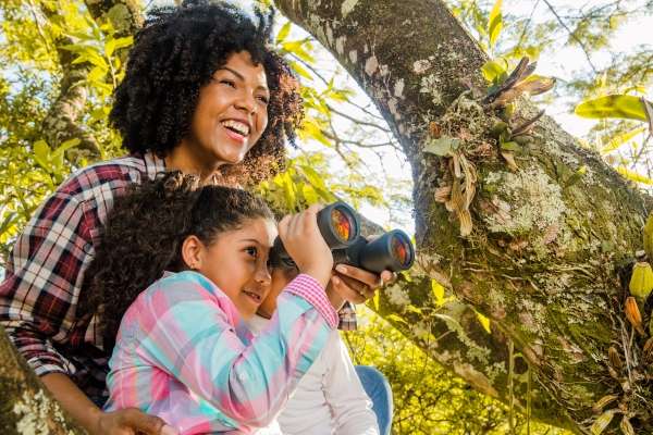 Child and parent enjoying and bonding under a tree. Stories are a great way to teach addition and subtraction Concepts