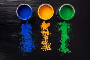 create unique artwork through paint colors containing blue , yellow and green colors