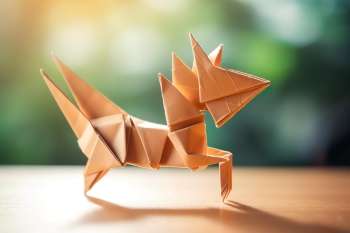 Close-up of origami from paper: Simple origami for preschoolers.